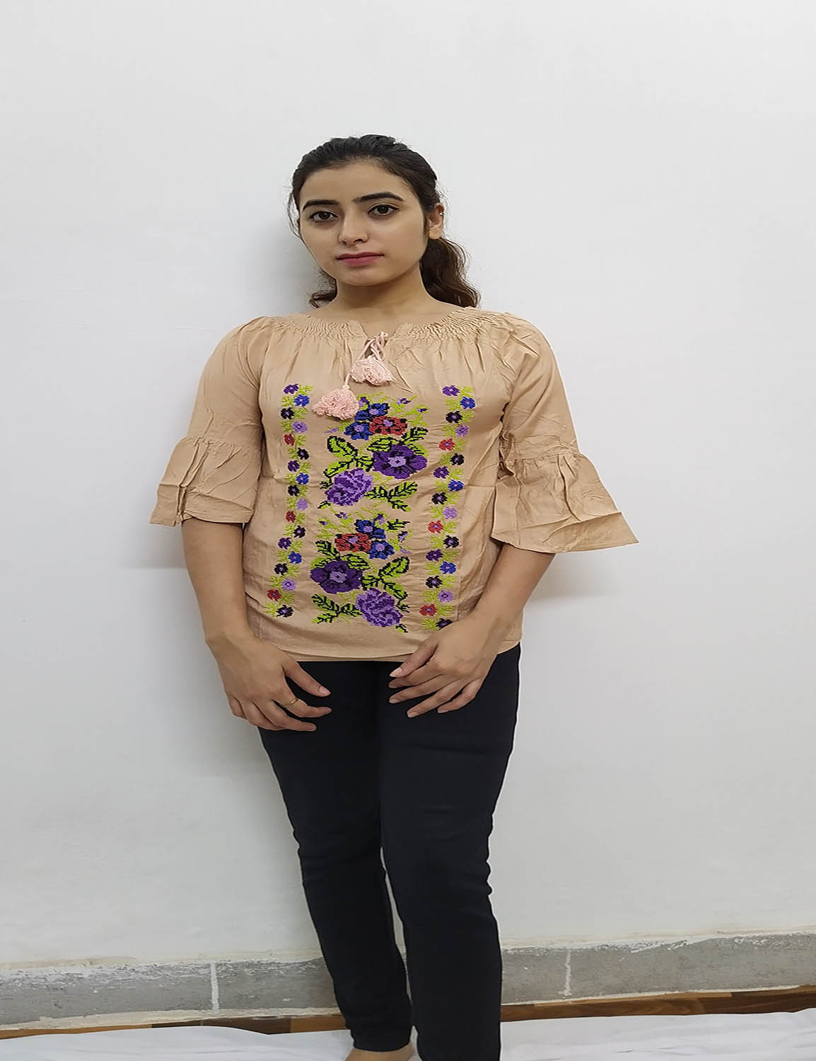 Badami Color Floral Girl Top