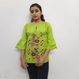 Alternative view of Green Girl Top With Floral Work