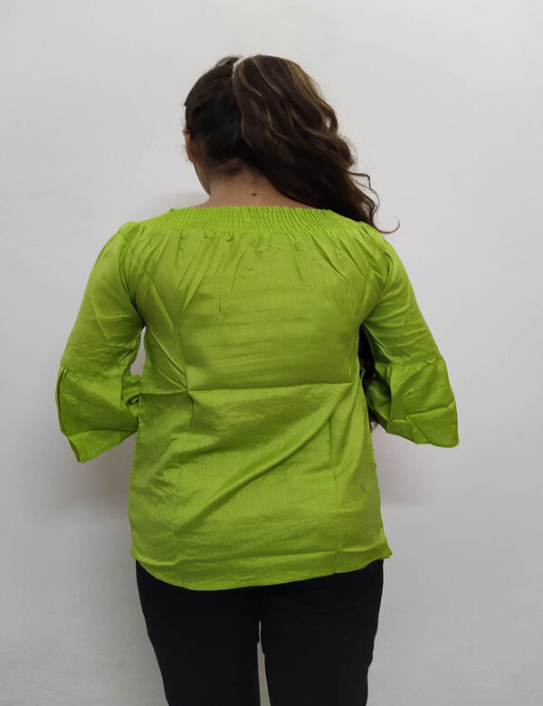 Green Girl Top With Floral Work - Image 4