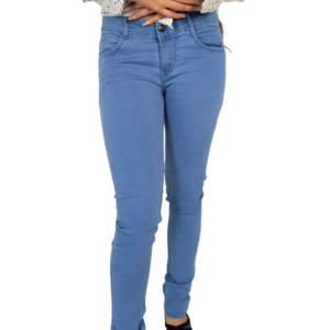 Single Buttoned Regular Fit Denim Jeans for Women and Girls - Sky Blue