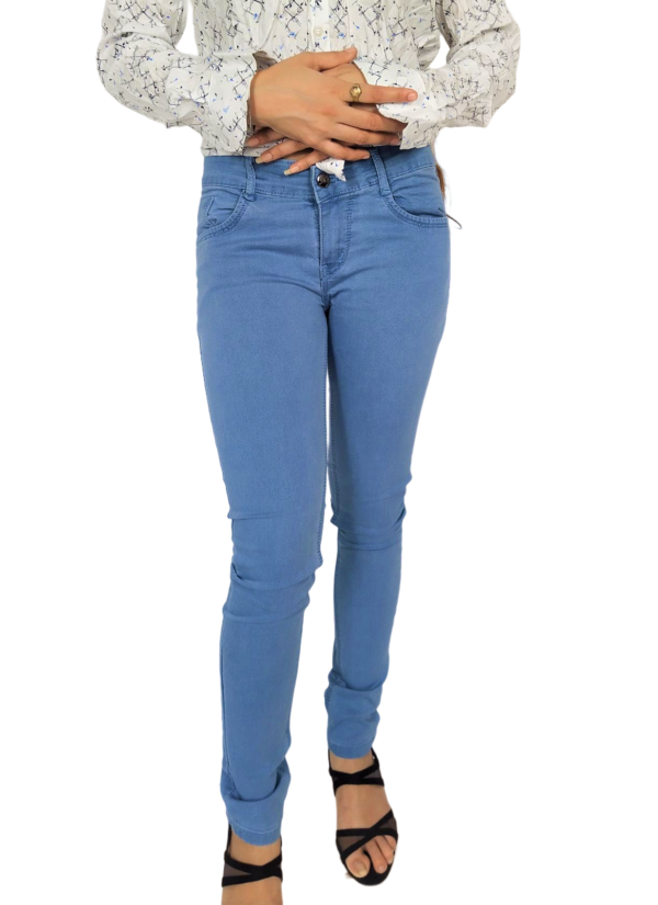 Single Buttoned Regular Fit Denim Jeans for Women and Girls - Sky Blue