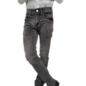 Faded Blackish Gray Slim Fit Jeans for Men's