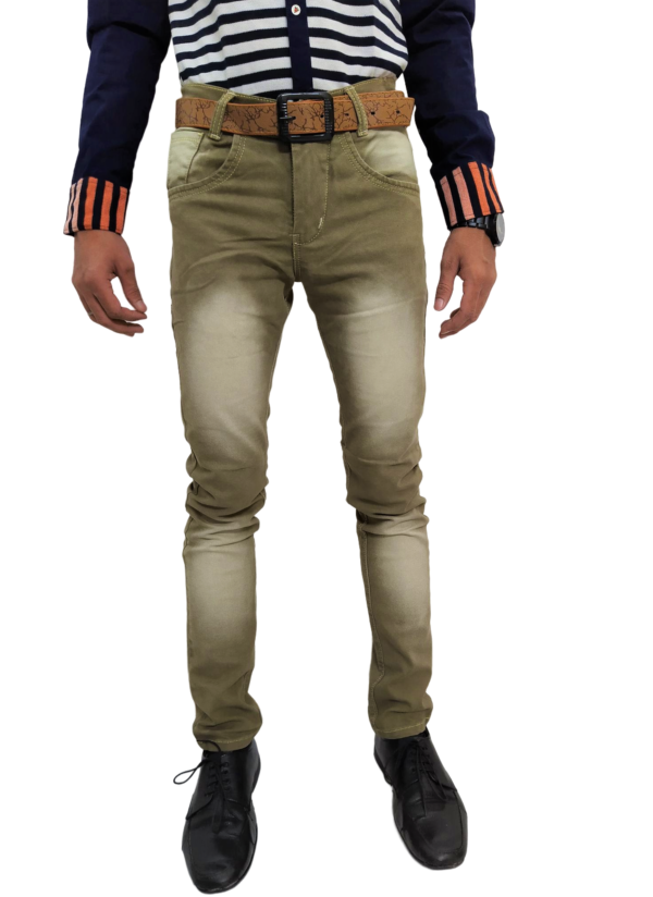 Denim Jeans / Pant - Color Greenish (Mehndi) - Monkey Wash - Image 6