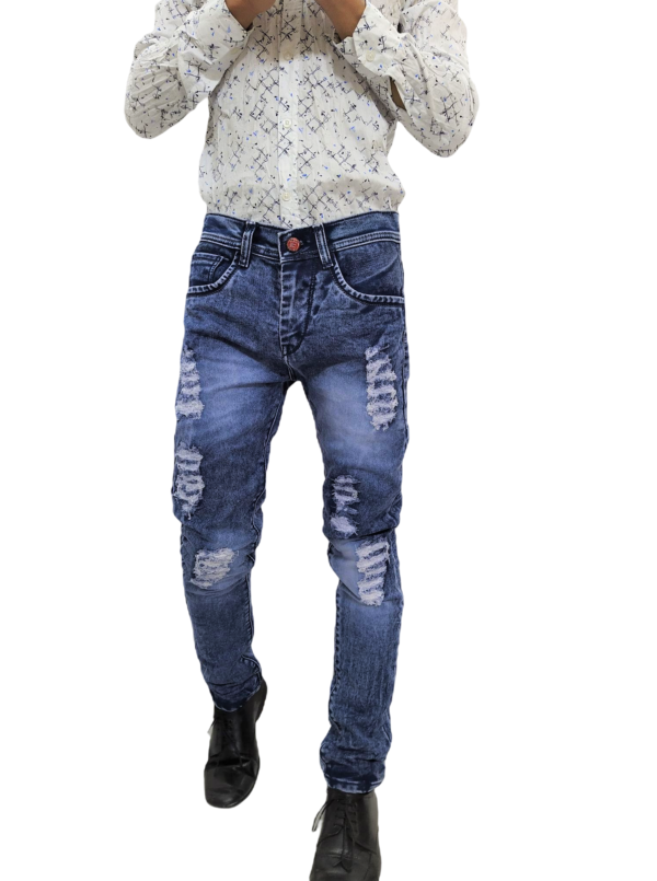 Denim Regular Fit Navy Blue Casual Rough Jeans
