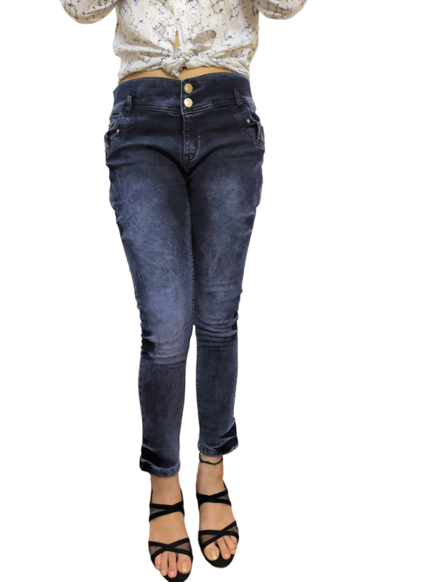 Women's Skinny Fit - Blackish Gray - Straight Leg Jeans - Image 2