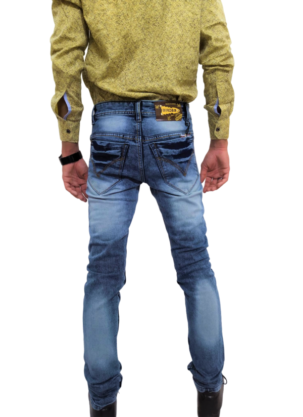 Birds Faded Blue Jeans - Slim Fit - Image 2