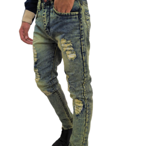 Alternative view of Denim Regular Fit Navy Greenish Blue Casual Rough Jeans