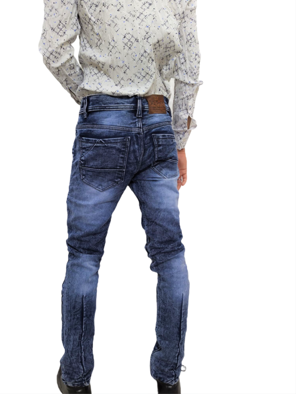Denim Regular Fit Navy Blue Casual Rough Jeans - Image 2