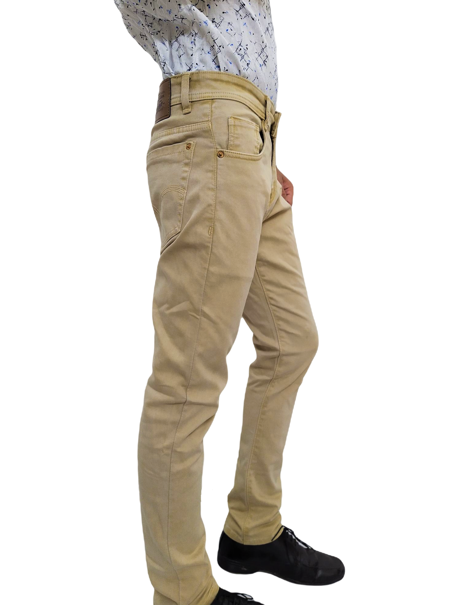 Men Solid Camel Color Casual Jeans - Image 3