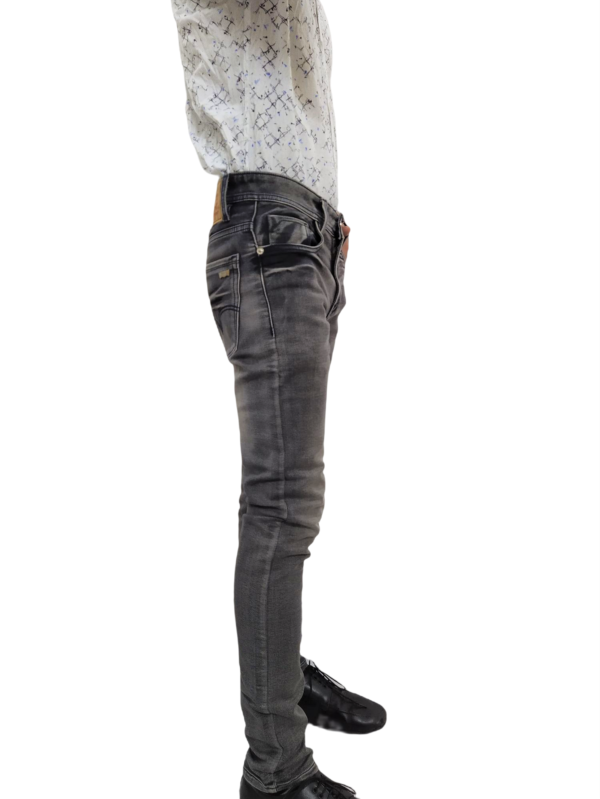 Faded Blackish Gray Slim Fit Jeans for Men's - Image 5
