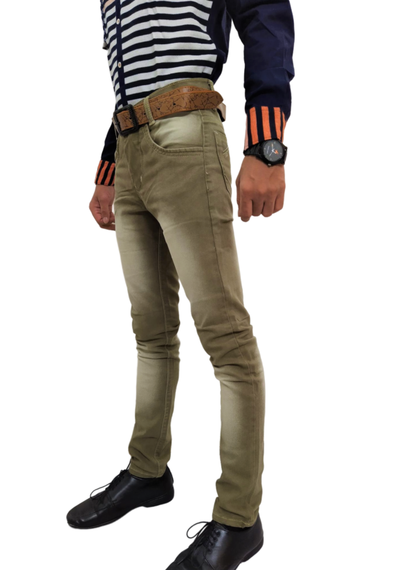 Denim Jeans / Pant - Color Greenish (Mehndi) - Monkey Wash - Image 4