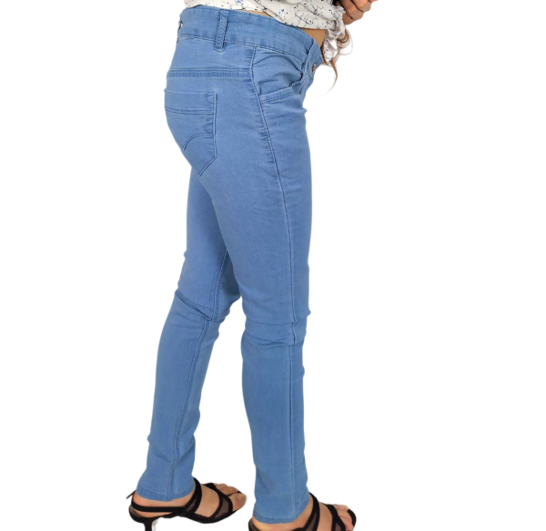 Single Buttoned Regular Fit Denim Jeans for Women and Girls - Sky Blue - Image 5