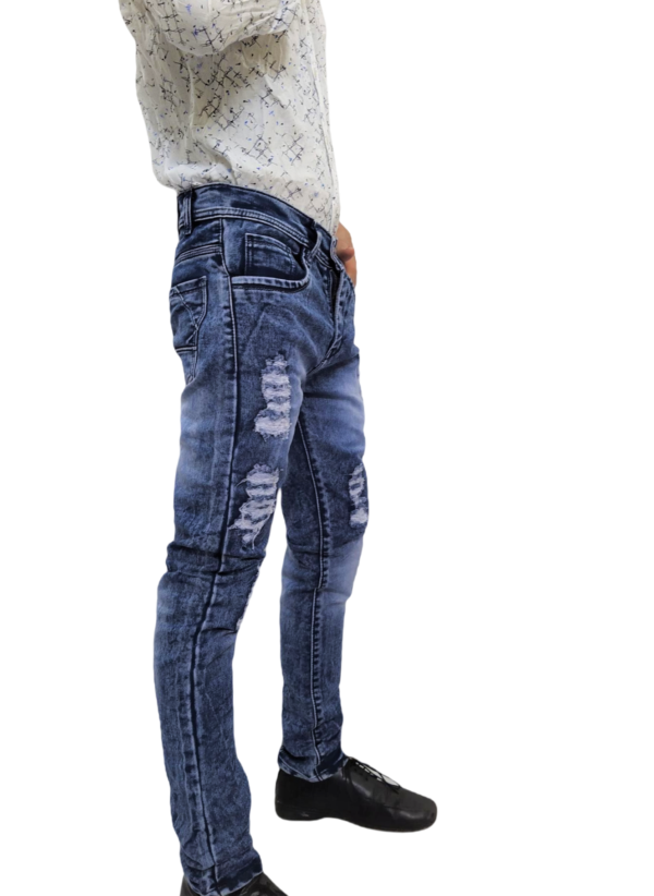Denim Regular Fit Navy Blue Casual Rough Jeans - Image 6