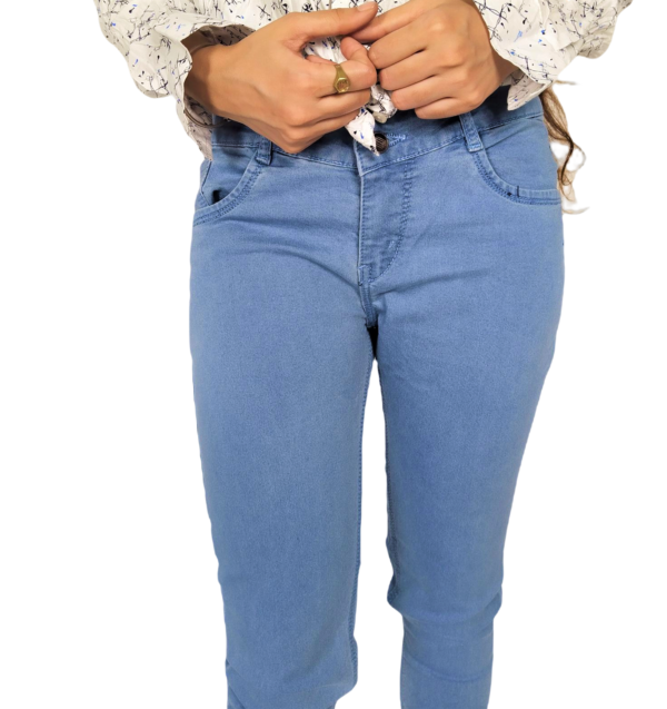 Single Buttoned Regular Fit Denim Jeans for Women and Girls - Sky Blue - Image 6