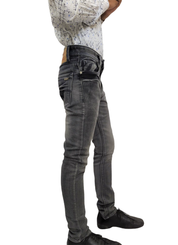Faded Blackish Gray Slim Fit Jeans for Men's - Image 7