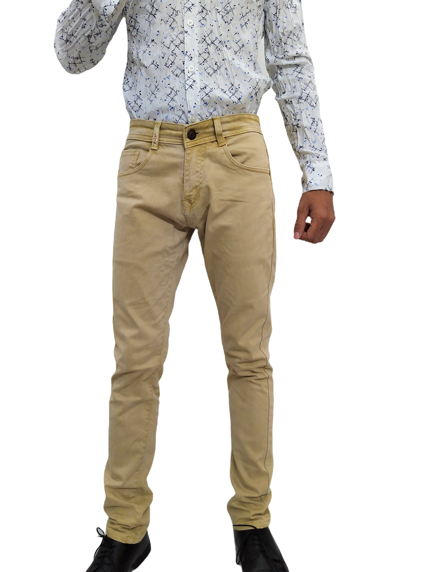 Men Solid Camel Color Casual Jeans - Image 7