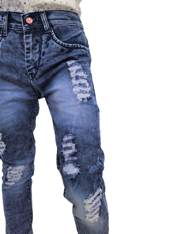 Denim Regular Fit Navy Blue Casual Rough Jeans - Image 7