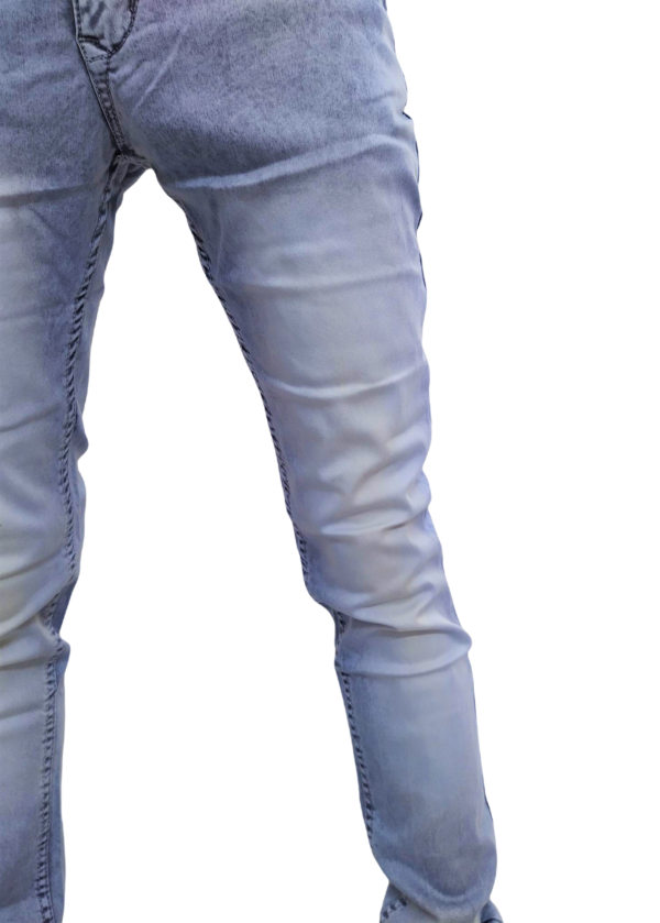 Denim Fashion Men's Slim Fit Casual Light Faded Sky Blue Jeans - Image 8