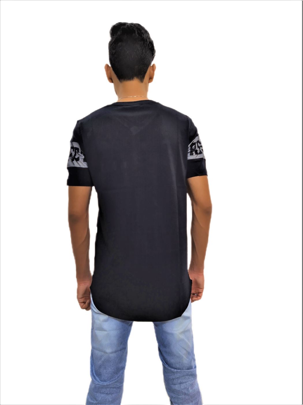 Men's Black Printed Regular Fit V-Neck Half Sleeve T-Shirt - Image 5