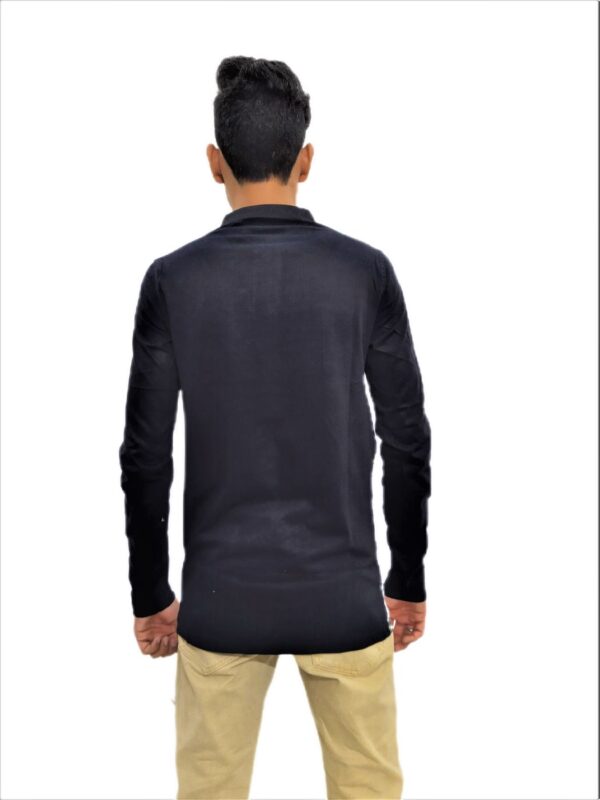 Men's Black Printed Full Sleeve Collared T-Shirt - Image 5