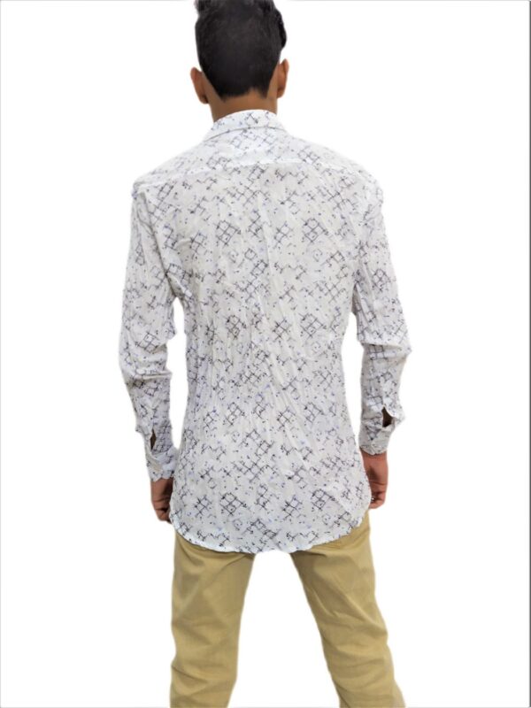 Men's Fashion White Printed Slim Fit Light Soft Cotton Fine Fiber Casual Shirt - Image 5