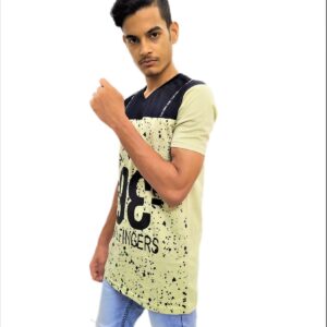 Alternative view of Men's Light Mehandi Regular Fit V-Neck Half Sleeve T-Shirt
