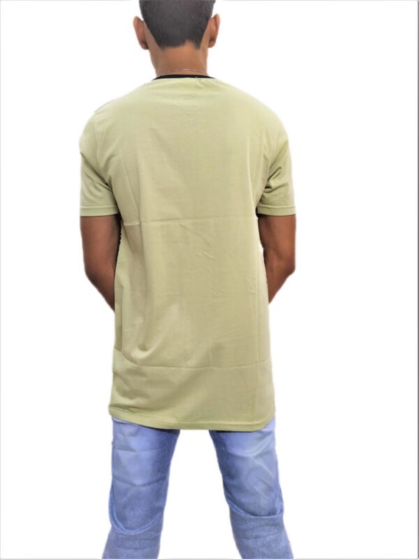 Men's Light Mehandi Regular Fit V-Neck Half Sleeve T-Shirt - Image 4