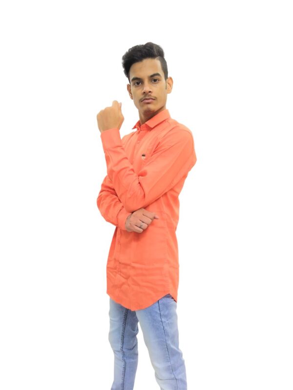 Men's Solid Full Sleeve Slim Shirt - Orange
