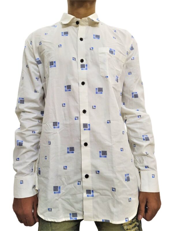 Men's White Printed Cotton blend Shirt - Image 5