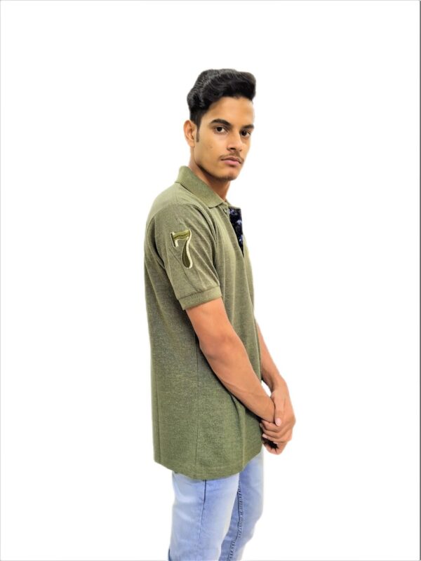Solid Green Polo Collar Half Sleeve T-Shirt - Image 5