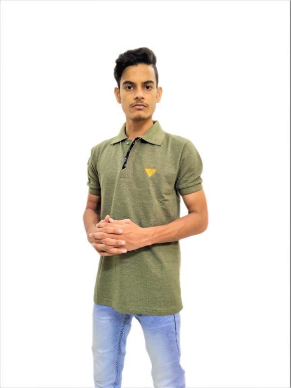 Solid Green Polo Collar Half Sleeve T-Shirt - Image 7