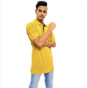Solid Yellow Polo Collar Half Sleeve T-Shirt