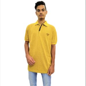 Alternative view of Solid Yellow Polo Collar Half Sleeve T-Shirt
