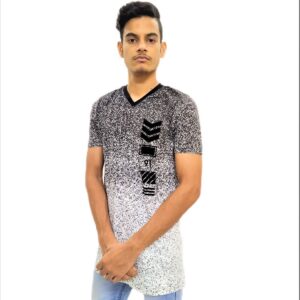 Men's White Print Regular Fit V-Neck Half Sleeve T-Shirt