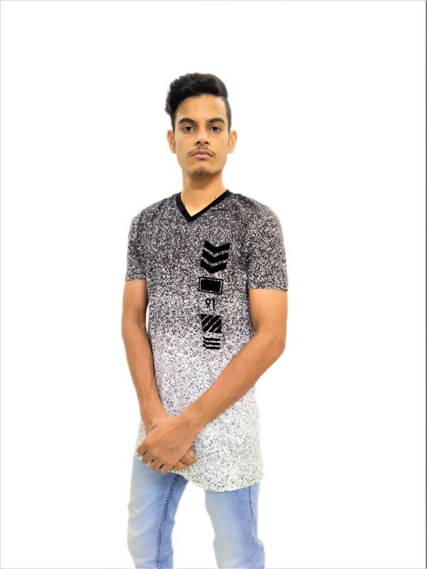 Men's White Print Regular Fit V-Neck Half Sleeve T-Shirt