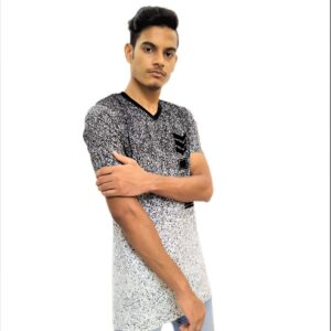 Alternative view of Men's White Print Regular Fit V-Neck Half Sleeve T-Shirt