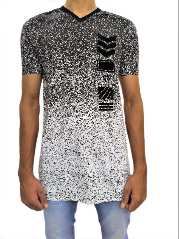 Men's White Print Regular Fit V-Neck Half Sleeve T-Shirt - Image 5