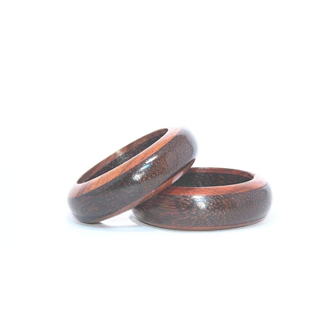 Wooden bangle | Beautiful Handmade Wooden Bangle Set for Women and Girls - Set of 2 piece | Brown Colour | Size - 3.5" Inch(9 cm) - Image 2
