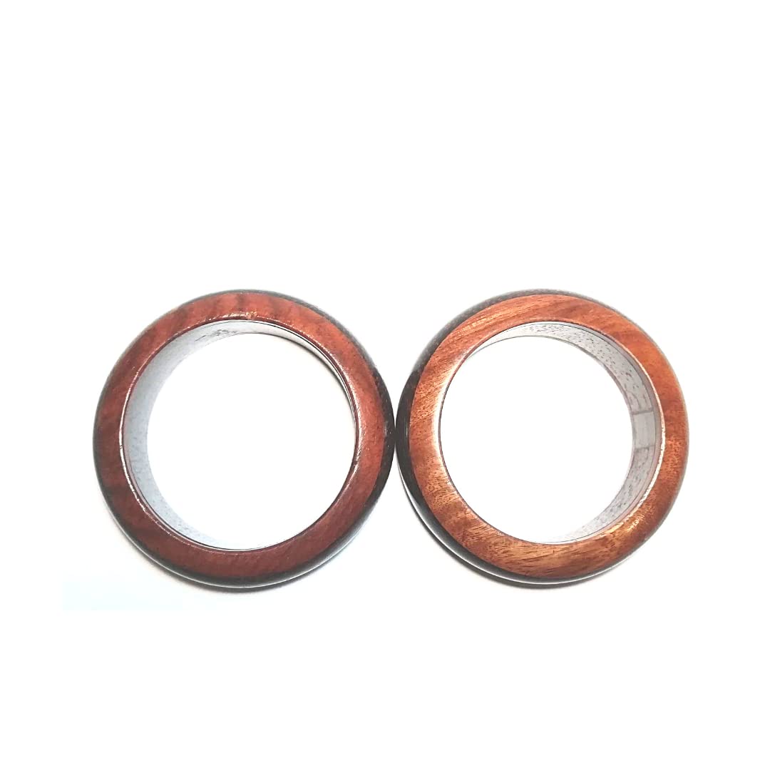 Wooden bangle | Beautiful Handmade Wooden Bangle Set for Women and Girls - Set of 2 piece | Brown Colour | Size - 3.5" Inch(9 cm) - Image 3