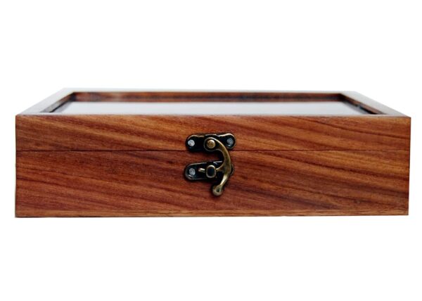 Spice/Dry-fruits Multipurpose Utility Box Set For Kitchen With 9 Containers - made of sheesham wood | Masala Box | Spice Rack| Spice Holders | Wooden Masala Dabba For Kitchen - Size :- 21x21x5.5 cm with transparent glass lid Along with 10x2 cm Spoon - Image 6