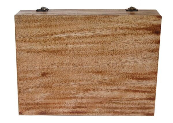 Wooden Multipurpose Utility Big Spice Box/Dry Fruit Box( masala dabba ) of good quality wood with transparent glass lid having 12 item spaces | Size : 30x22.5x6.5 cm, wall thickness : 1 cm, having a joint cabinet of 12 container partitions - and a spoon of 10x2 cm - Image 7