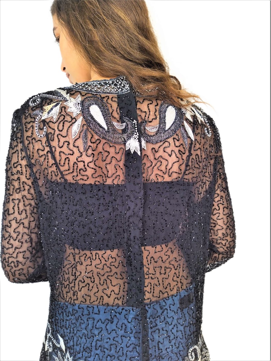 Women Zariwork Solid Black Full Sleeve Wide Round Neck Top - Image 8