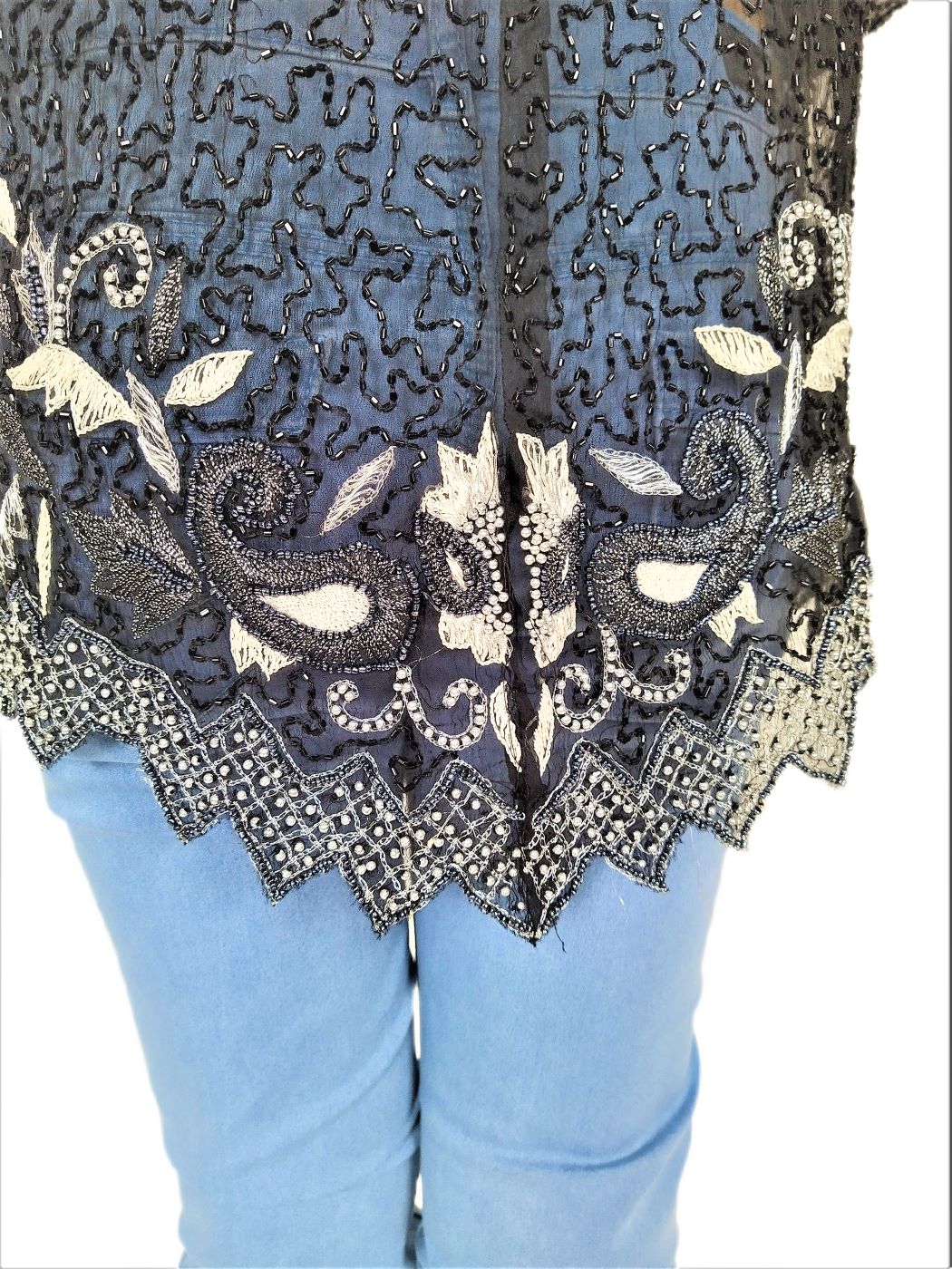 Women Zariwork Solid Black Full Sleeve Wide Round Neck Top - Image 9