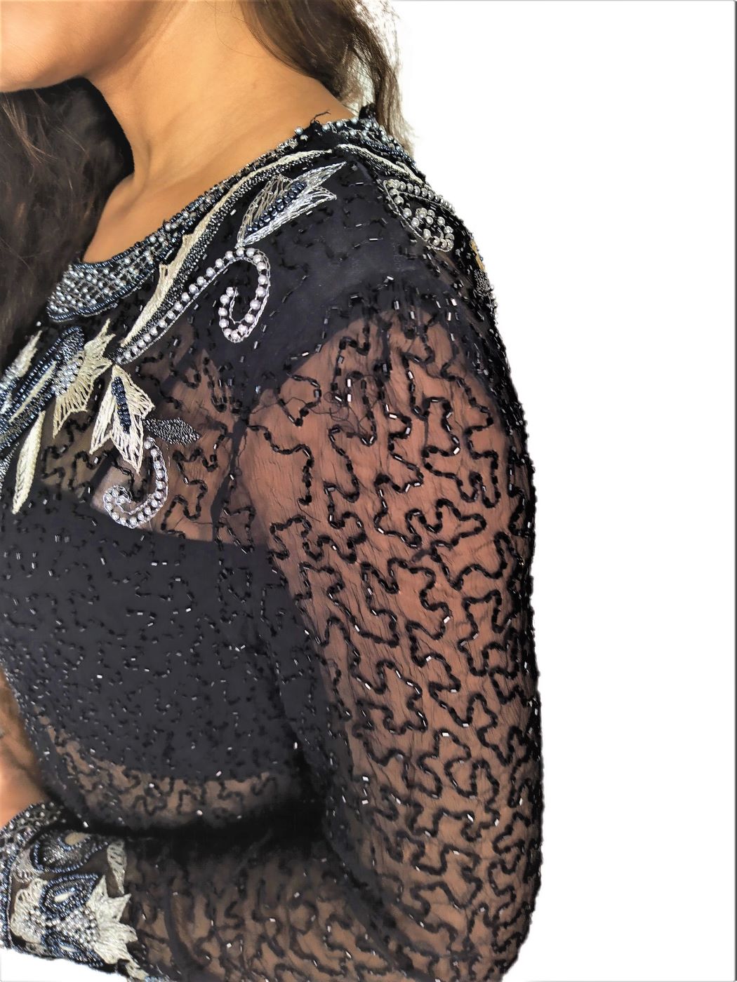 Women Zariwork Solid Black Full Sleeve Wide Round Neck Top - Image 12