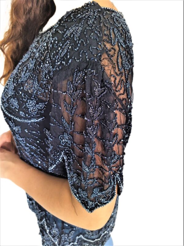 Women Zariwork Solid Black Half Sleeve Wide Round Neck Top - Image 7