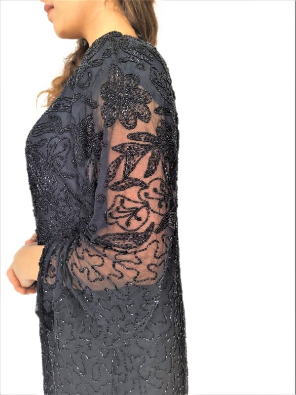 Women Black Long Dress - Zari Embroidery - Image 6