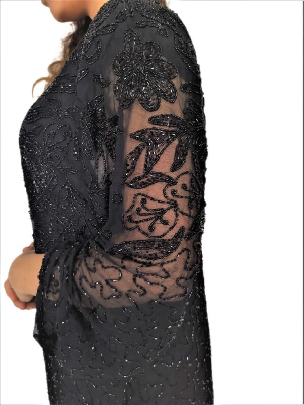Women Black Long Dress - Zari Embroidery - Image 7
