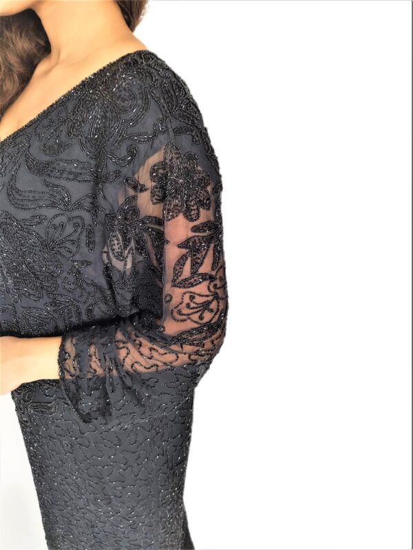 Women Black Long Dress - Zari Embroidery - Image 8