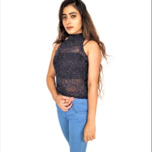 Alternative view of Women's Black Sleeveless Top With Zari Work