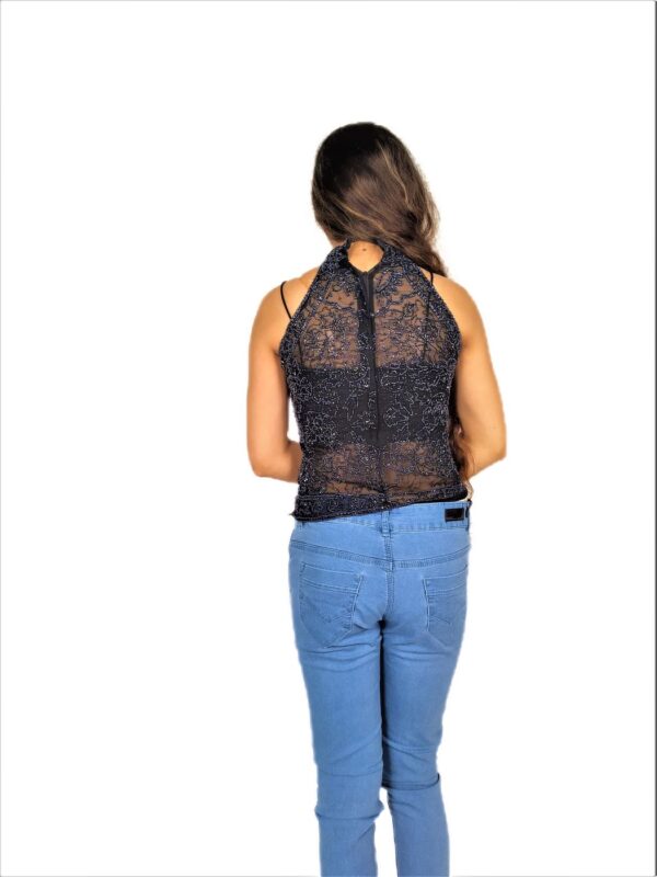 Women's Black Sleeveless Top With Zari Work - Image 7